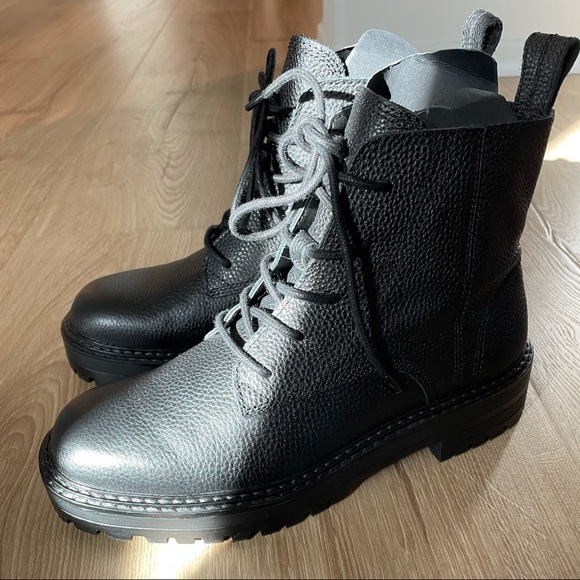 ZARA LOW HEEL LACED 100% LEATHER ANKLE BOOTS - Picture 6 of 12